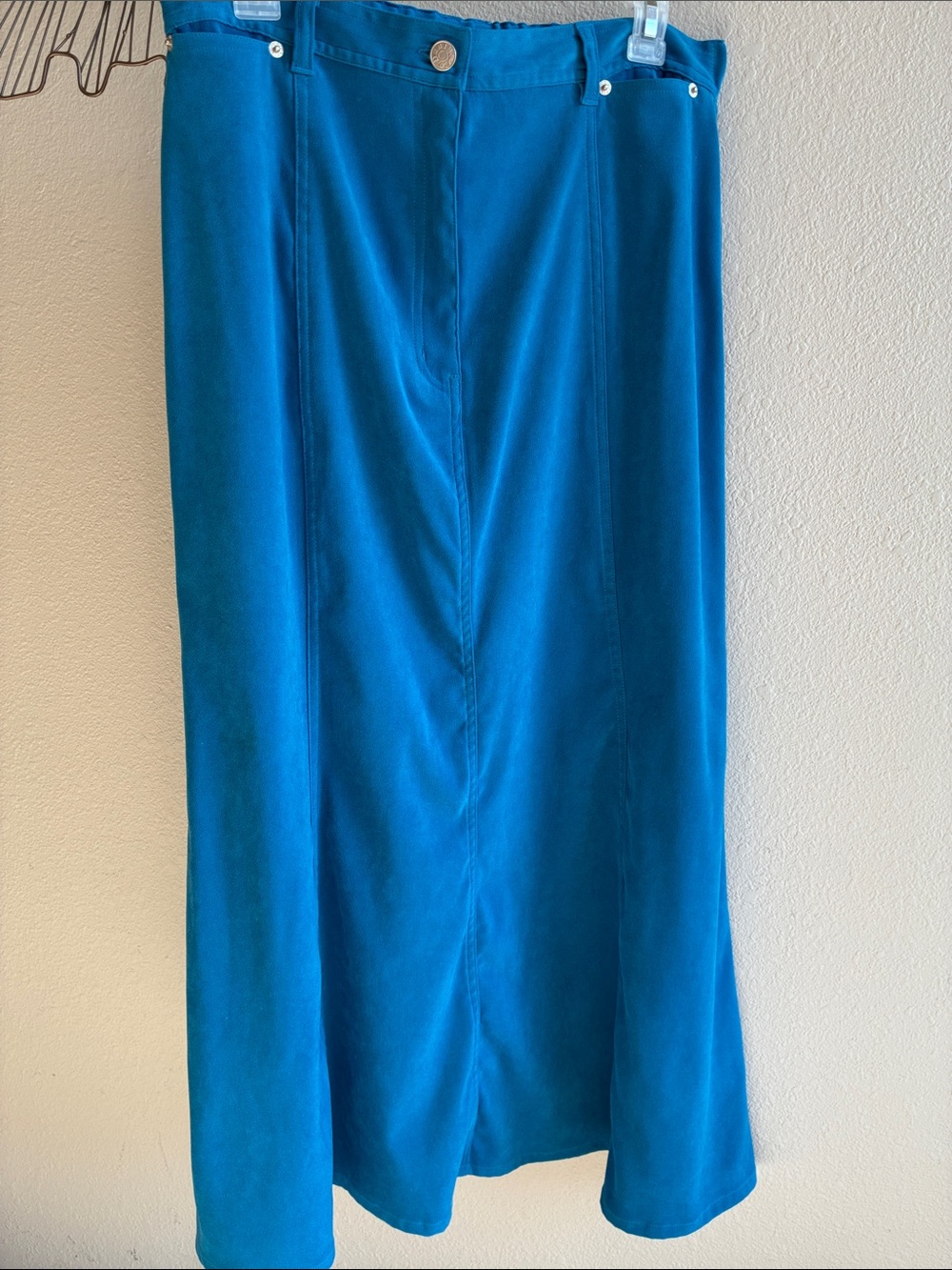 Denim & Co. Maxi Skirt Western Style Cerulean Blue Size M